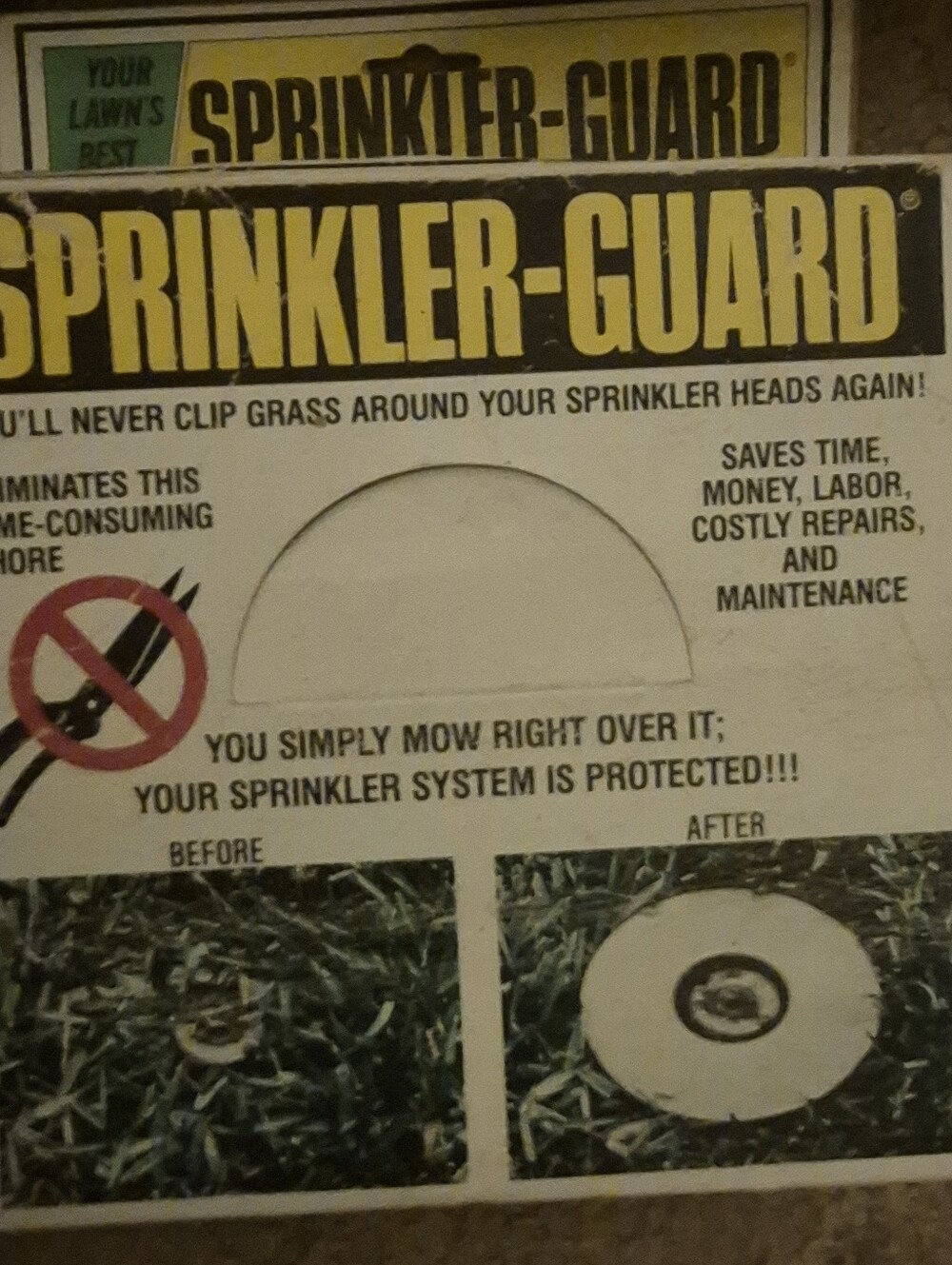 (3) Sprinkler guard protects sprinklers prevents lawn overgrowth Blocking water